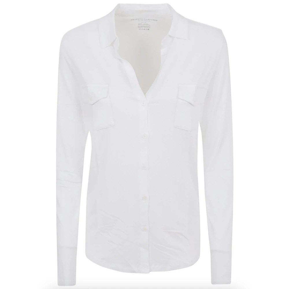 Majestic filatures Witte Anna Shirt Trui White Dames