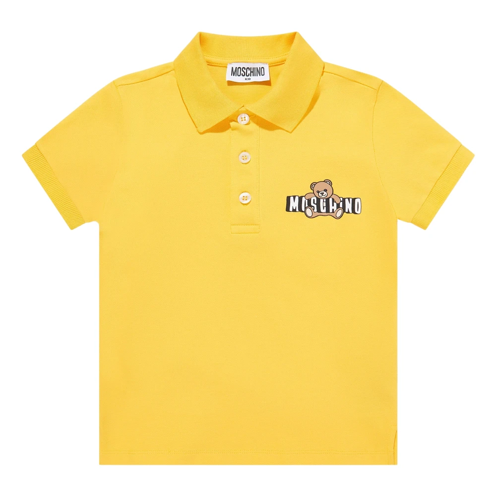 Moschino Men's Yellow Teddy Bear Logo Polo Shirt