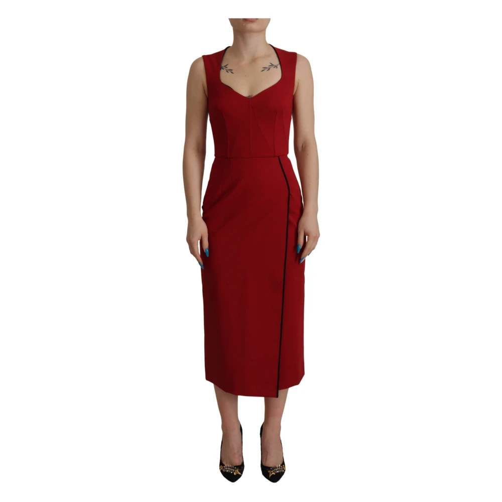 Dolce & Gabbana Damen Rot Es Bodycon Midi Kleid