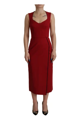 Röd Bodycon Midi Klänning