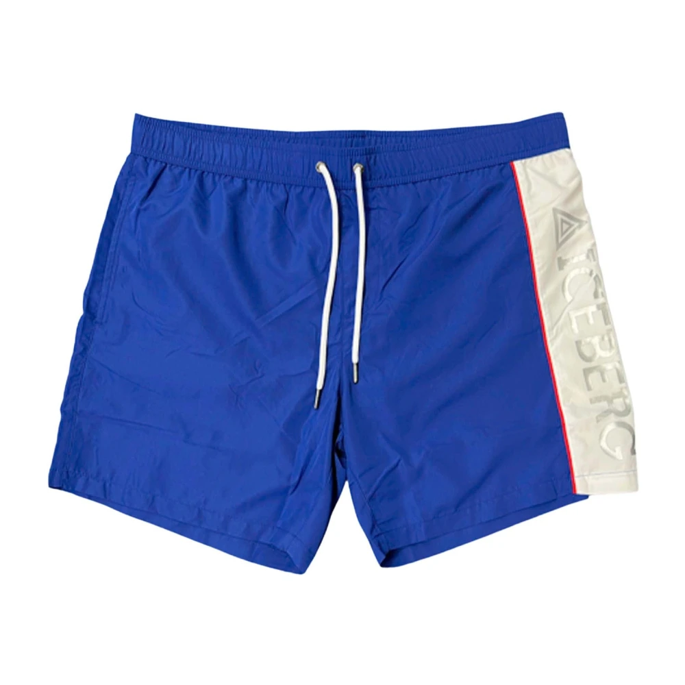 Iceberg Men's Blue Bicolor Logo Navy Swim Shorts - Beachwear - Xl - Swimwear