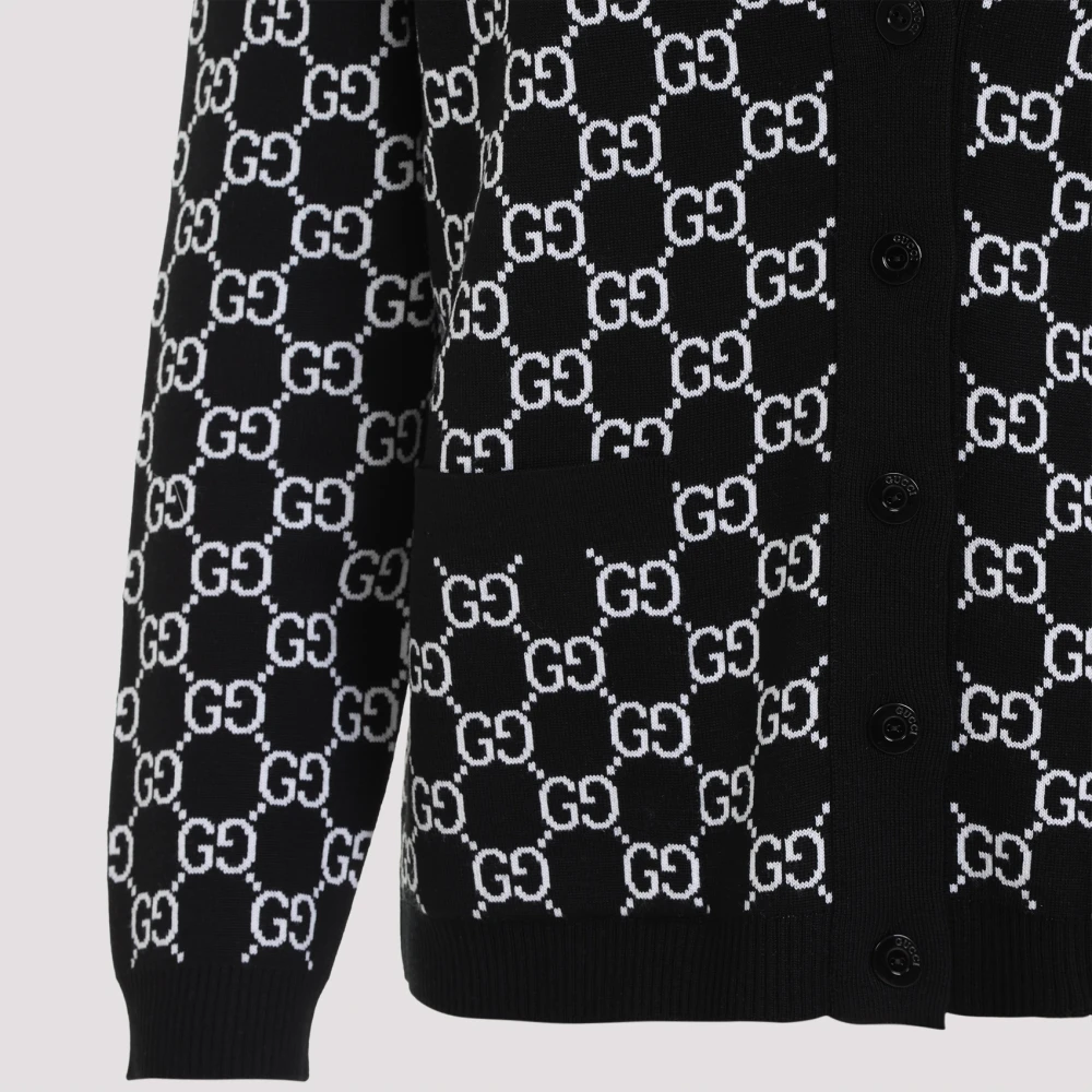Gucci Reversible GG Wool Jacquard Cardigan Black Dames