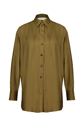 Silke Olivgrön Button-Up Skjorta