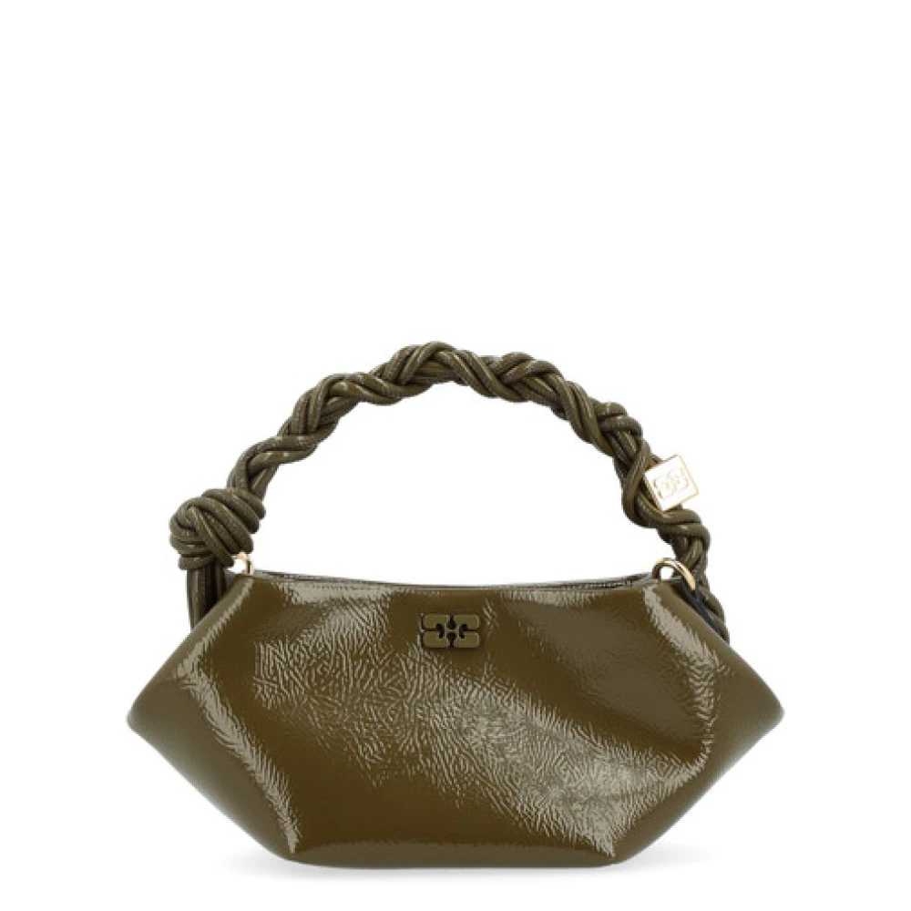 Ganni Mini Patent Bou Bag in Milolive Green Dames