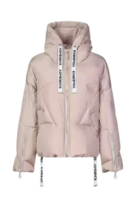Beige Dunjacka med Geometrisk Quiltning
