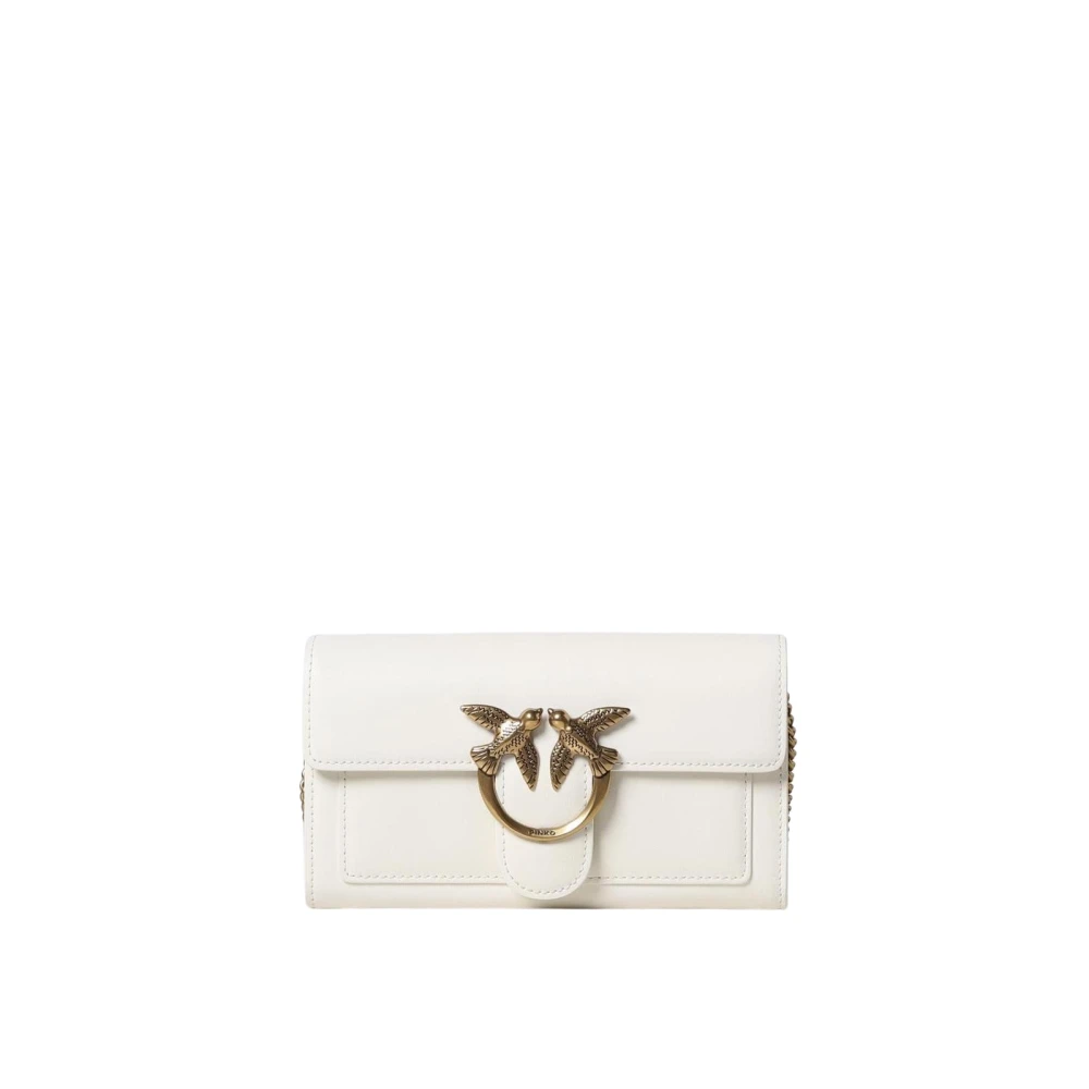 Pinko Women's Beige Love Birds Wallet Leather Clutch