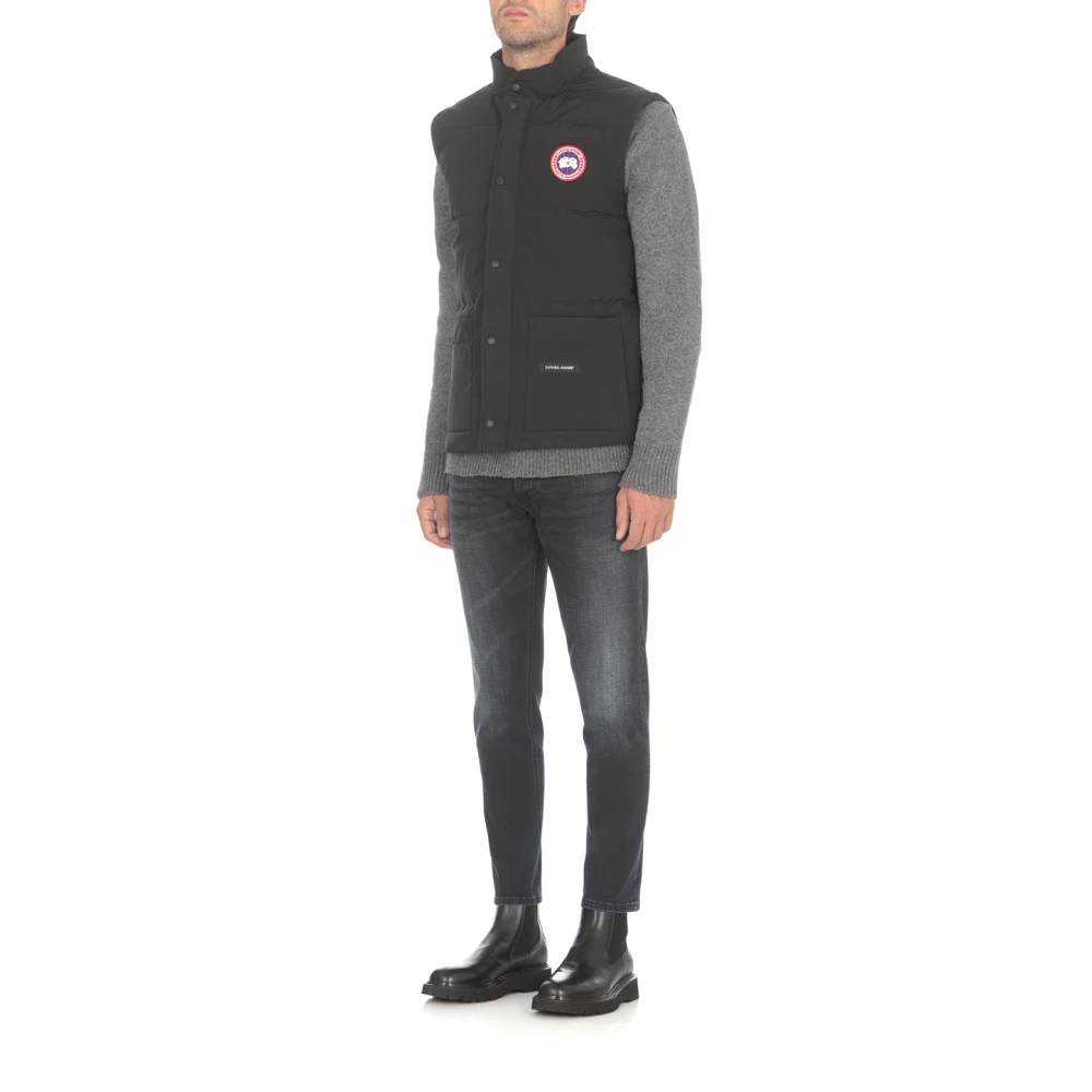 Canada Goose Zwarte Gewatteerde Husky Jas met Hoge Kraag Black Heren