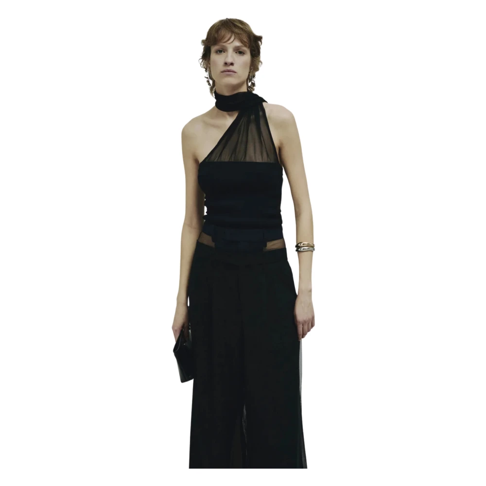 Erika Cavallini Black Sleeveless Tops, Female, S, Elasticized Viscose Top