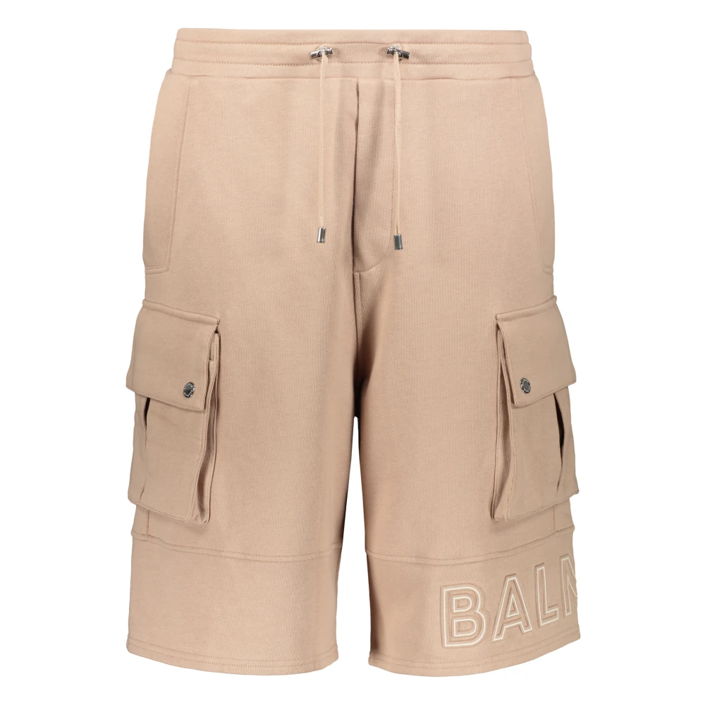Balmain Bermuda Shorts met Zakken en Contraststiksels Beige Heren