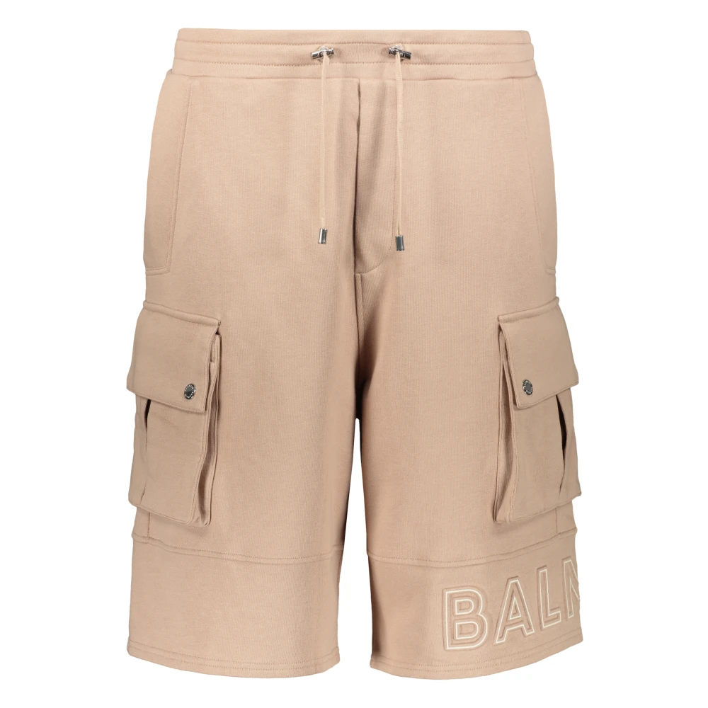 Balmain Beige Bermuda Shorts With Pockets And Contrast Stitching - Male - Casual Shorts - M - Shorts