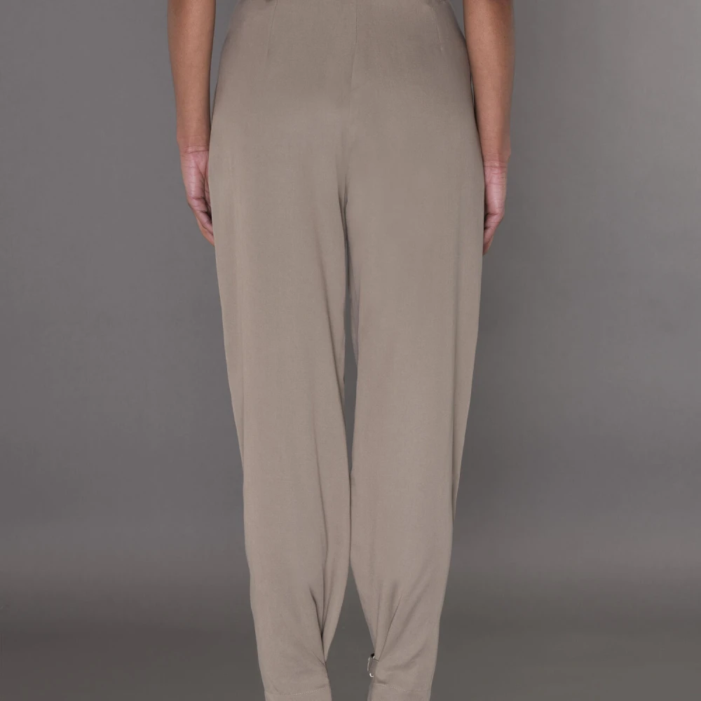 Moorer Moderne gesneden Gabardine broek met hoge taille Beige Dames