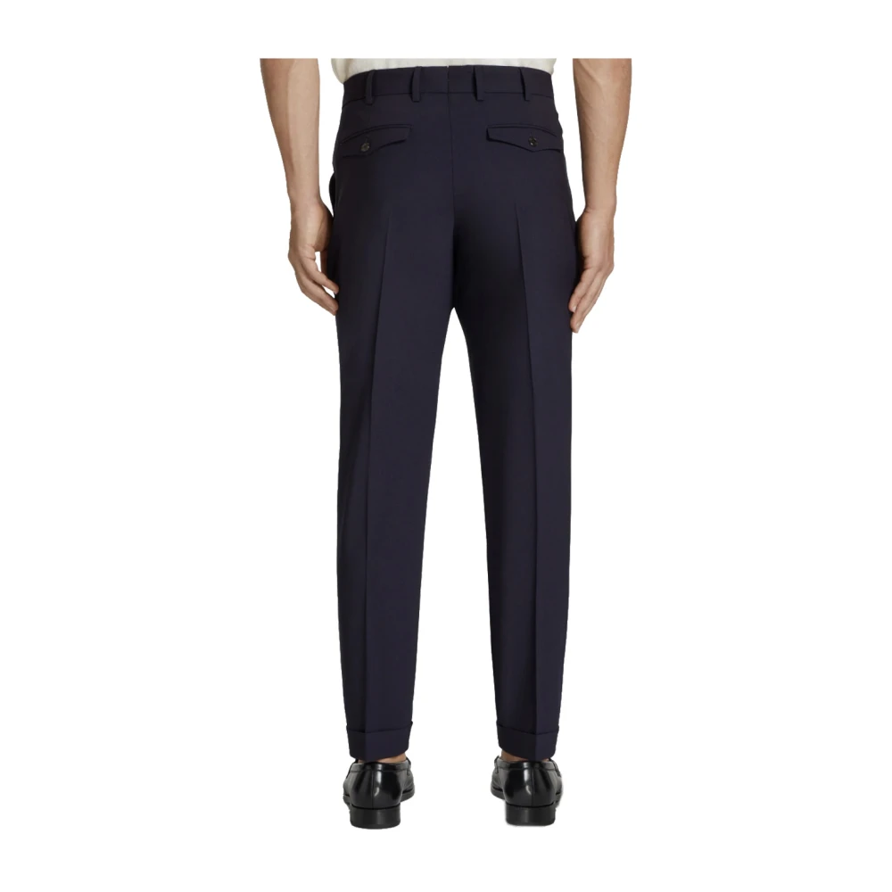 PT Torino Wollen broek met relaxte pasvorm Blue Heren