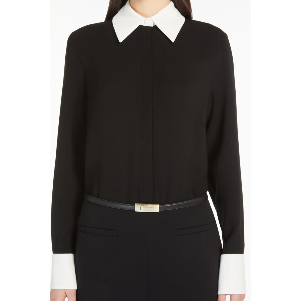 Max Mara Studio Zwarte overhemdjurk met contrasterende kraag Black Dames