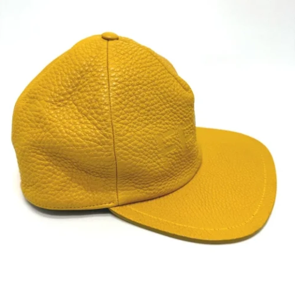 Fendi Vintage Pre-owned Leather hats Yellow Heren
