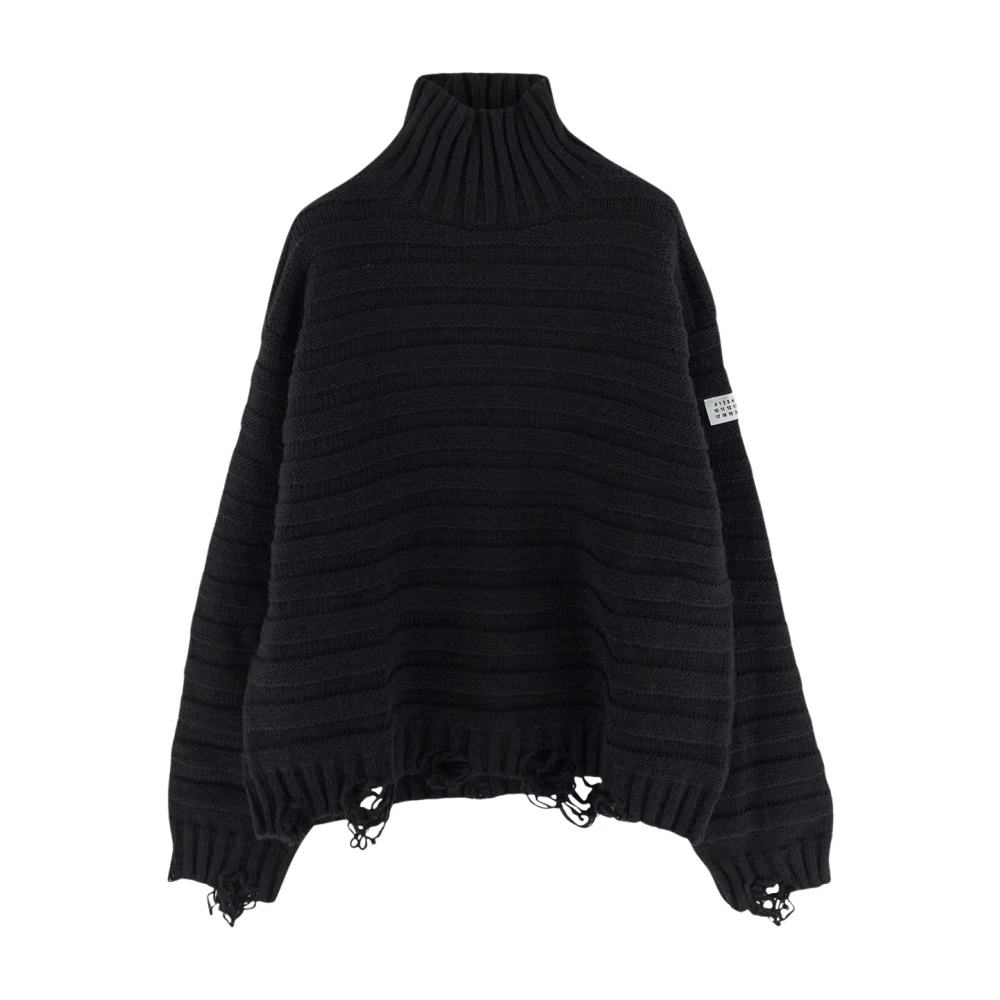 MM6 Maison Margiela Gezellige Turtleneck gebreide trui Black Heren