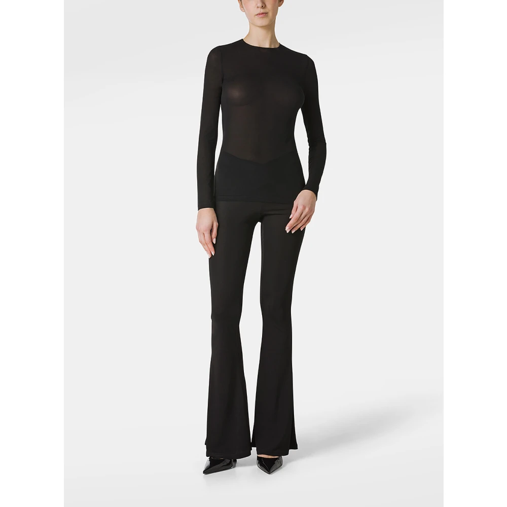 Paco Rabanne Zwarte longsleeve stretch T-shirt Black Dames