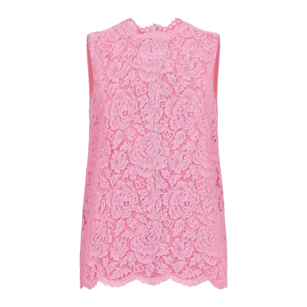 Dolce & Gabbana Elegante Kanten Top Pink Dames