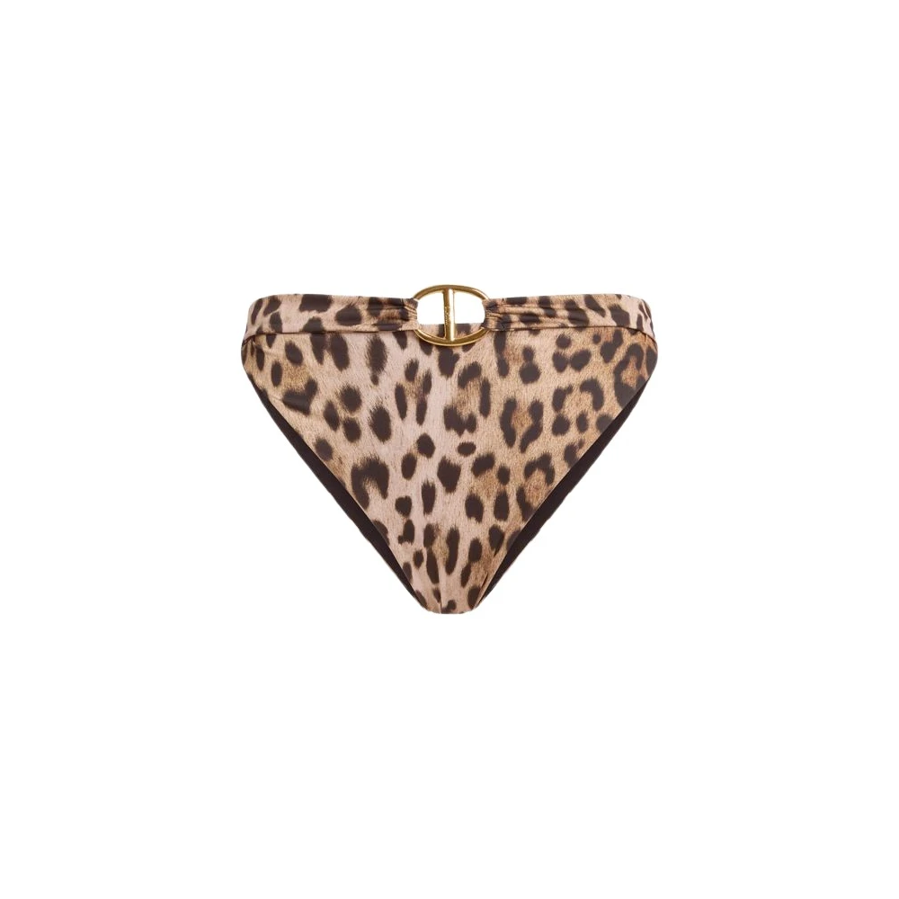 Moschino Brown Bikinis, Female, L, Printed Lycra Swim Briefs