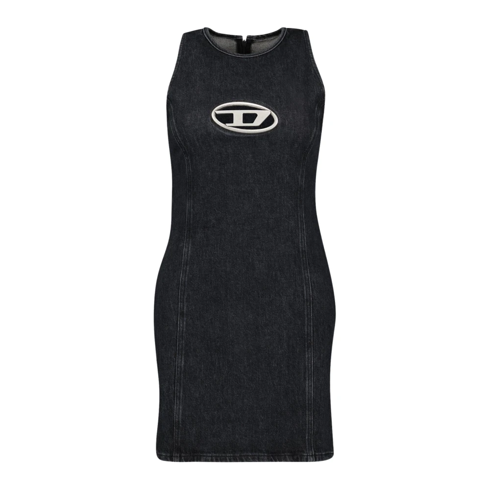 Diesel Denim Jurk Herfst-Winter 2024 Vrouw Black Dames