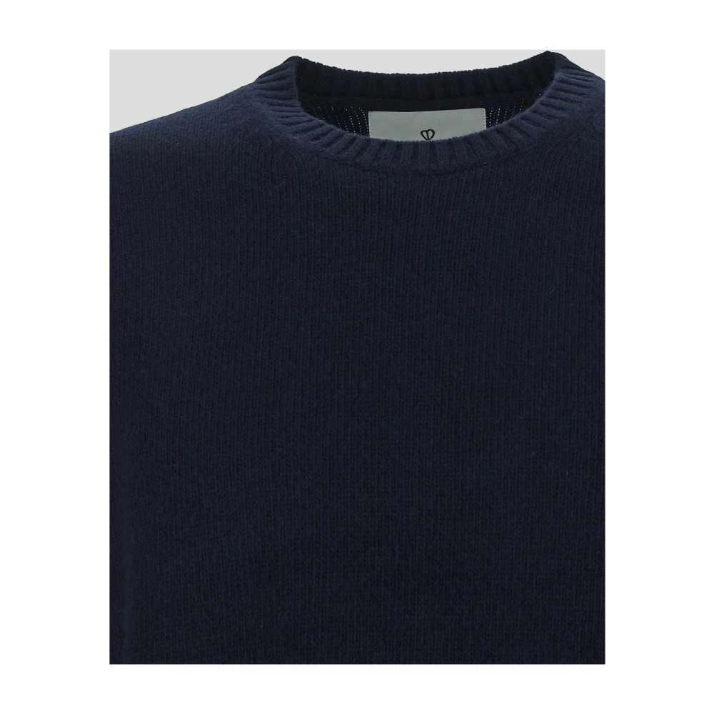 Seven Gauge Wollen Crewneck Sweater Blue Heren