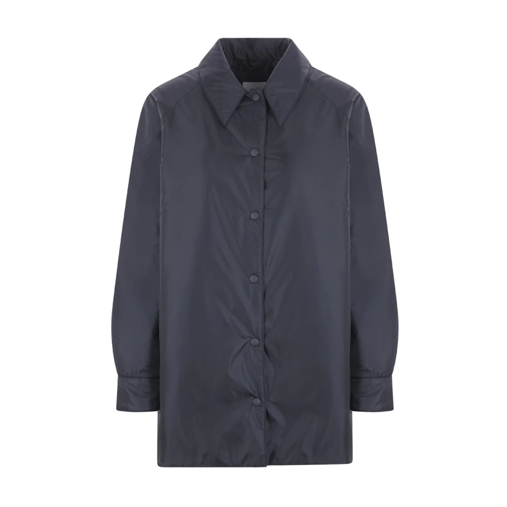 Aspesi Blauwe Nylon Thermore Overhemdjasje Blue Dames