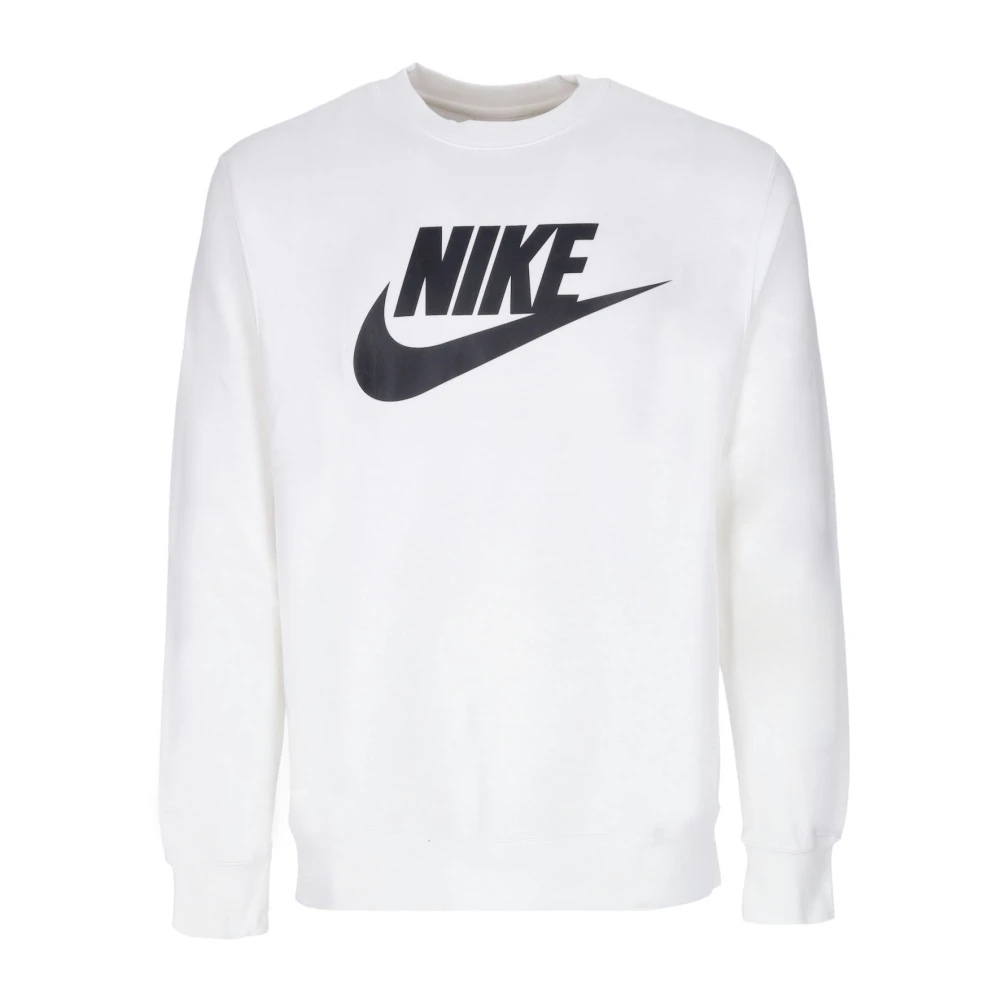 Nike Men's White Graphic Crew Sweatshirt - Long Sleeve Training Tops - Xl - Sport