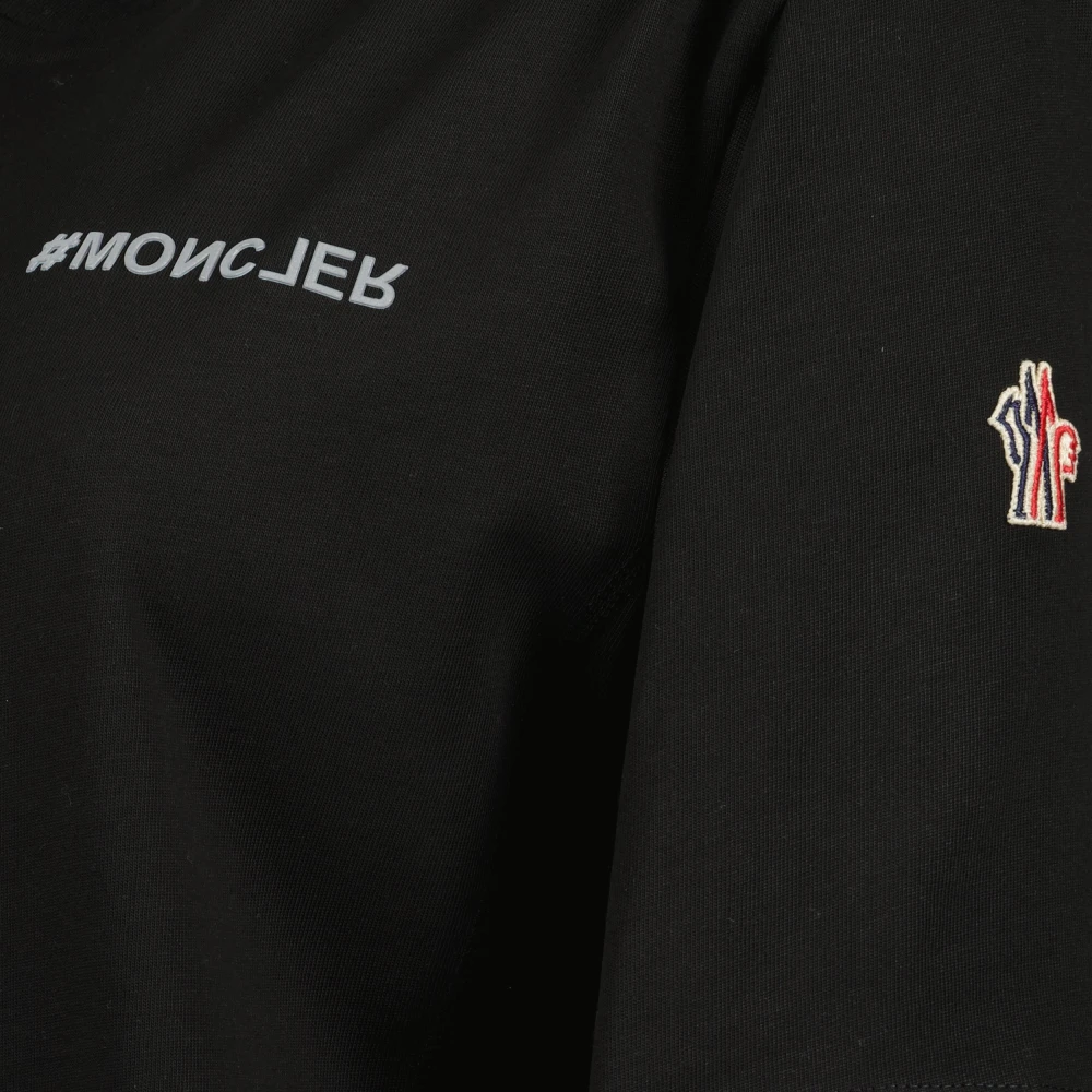 Moncler Katoenen Logo T-shirt met reflecterende details Black Dames