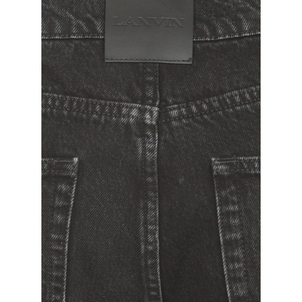 Lanvin Zwarte katoenen jeans met riemlussen Black Heren