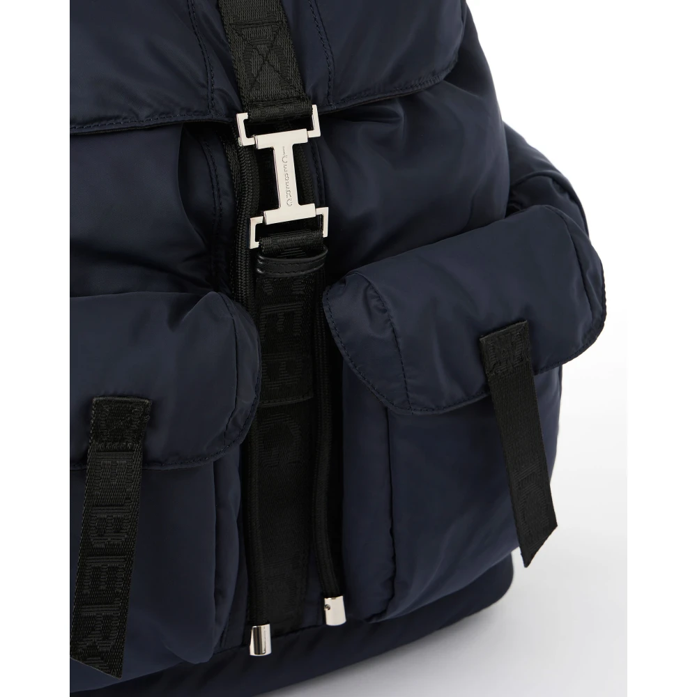 Iceberg Blauwe zachte nylon rugzak met gepersonaliseerde details en logogesp Blue Heren