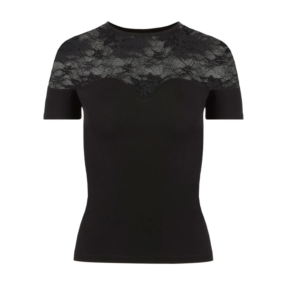Nina Ricci Zwart Kant Crew Neck Top Black Dames