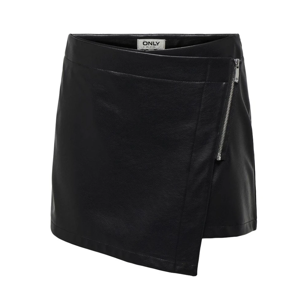 Only Hoge Taille Nep Leer Skort Broek Black Dames