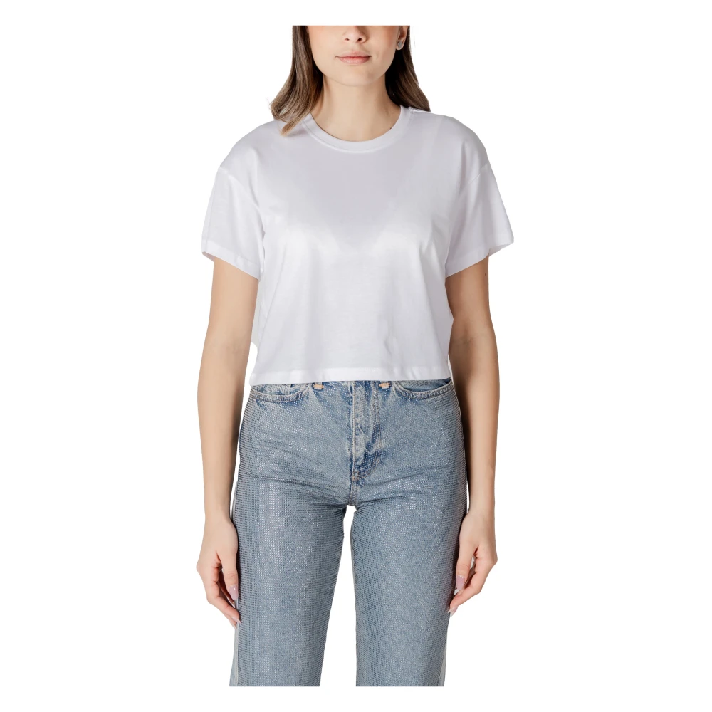 Only Witte Katoenen T-shirt met Ronde Hals White Dames