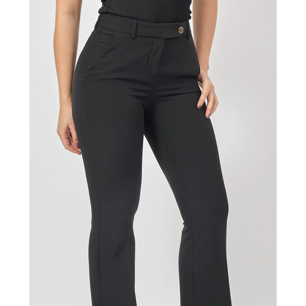 Fracomina Zwarte Bootcut Broek met NorHeren Taille Black Dames