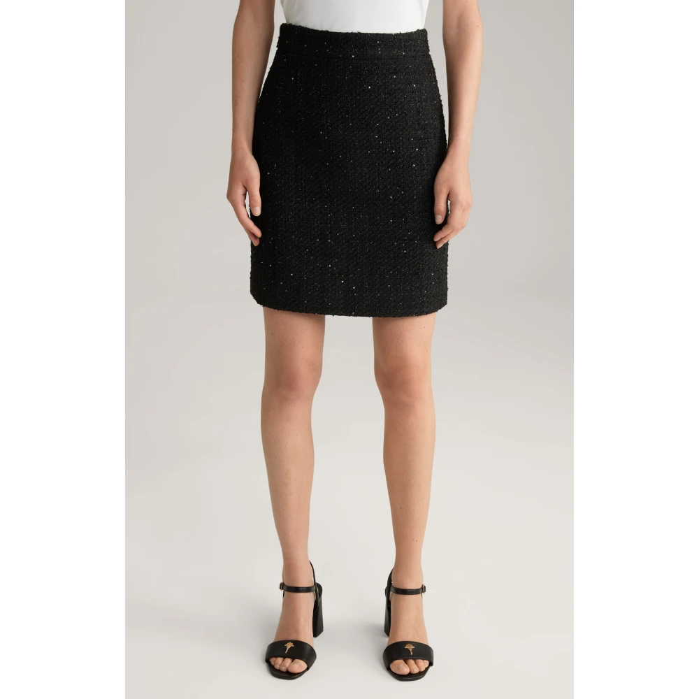 Joop! Tweed Mini Rok met Subtiele Glans Black Dames