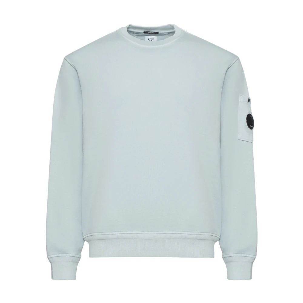 C.p. Company Men's Blue Sweatshirts, 2XL, Diagonal Raised Fleece Crewneck Lens Sweatshirt