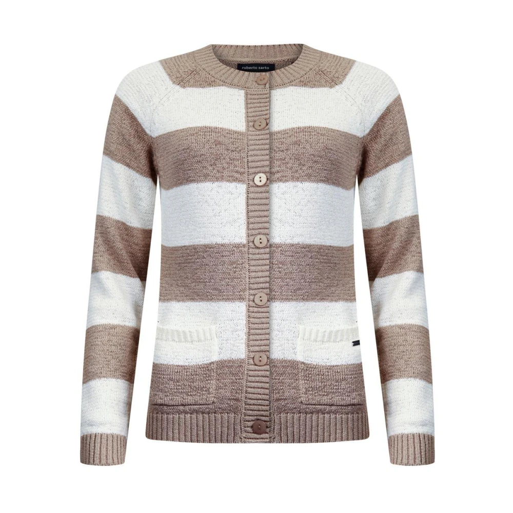 Roberto sarto Gestreepte Vest Woestijn Offwhite Multicolor Dames