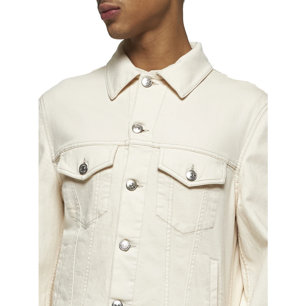 BRUNELLO CUCINELLI Denim Shirt met Metalen Knopen Beige Heren