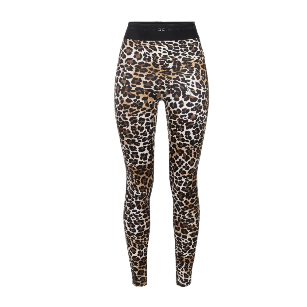 Elisabetta Franchi Dierenprint Slim Fit Leggings Brown Dames