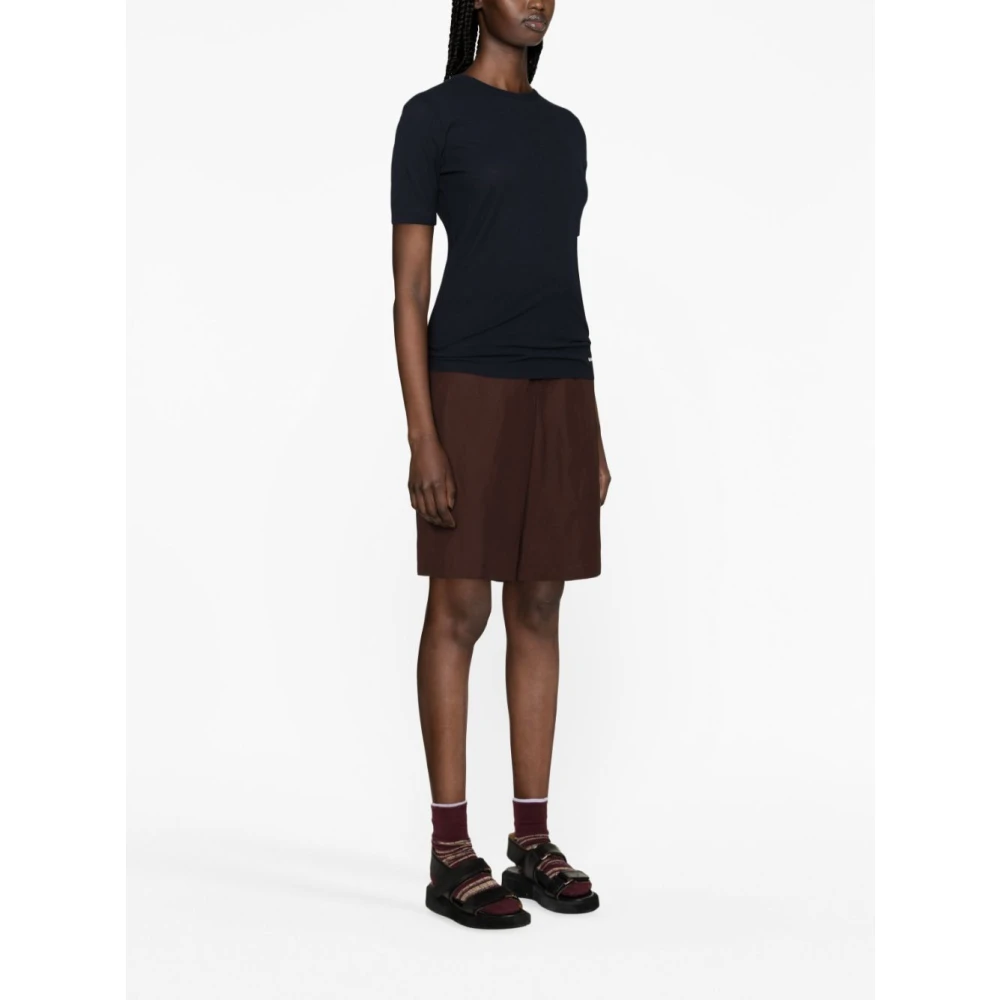 Jil Sander Navy Logo Wit T-shirt Black Dames