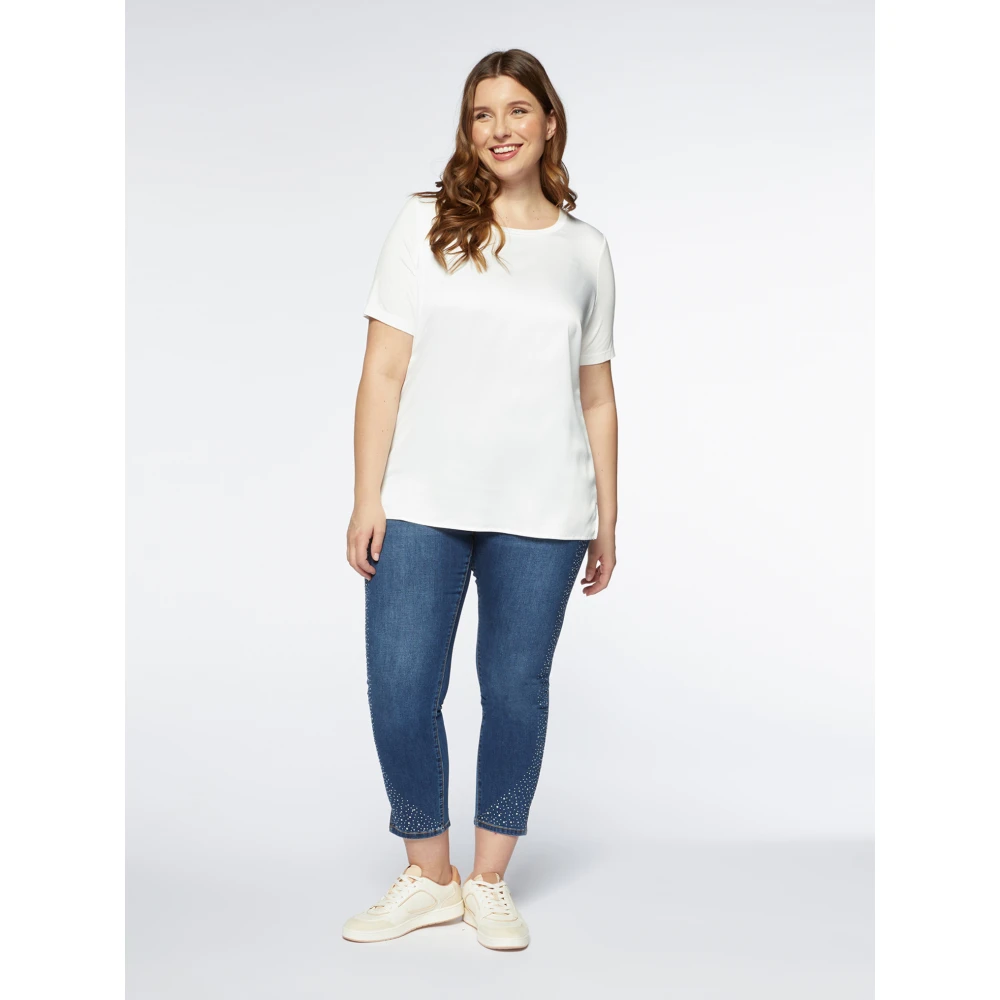 Fiorella Rubino Satin Blouse met Kimono Mouwen White Dames