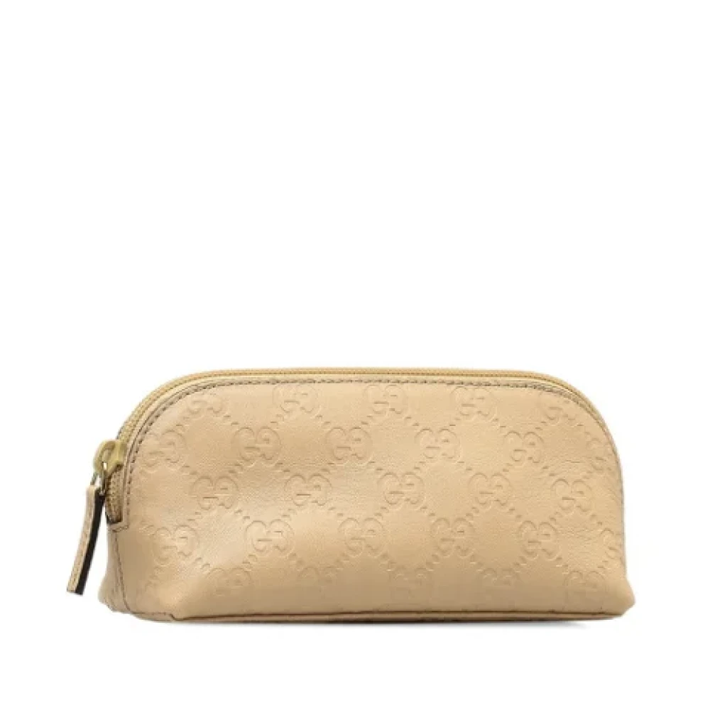 Gucci Vintage Pre-owned Leather pouches Beige Dames