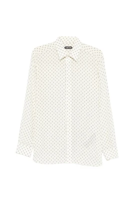 Crepe de Chine Paisley Print Ledig Passform Skjorta