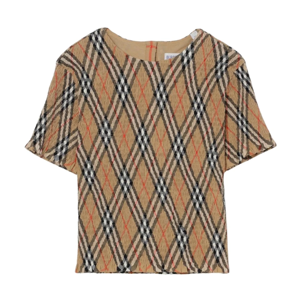 Elegant Beige Smocked Top - Burberry - Modalova