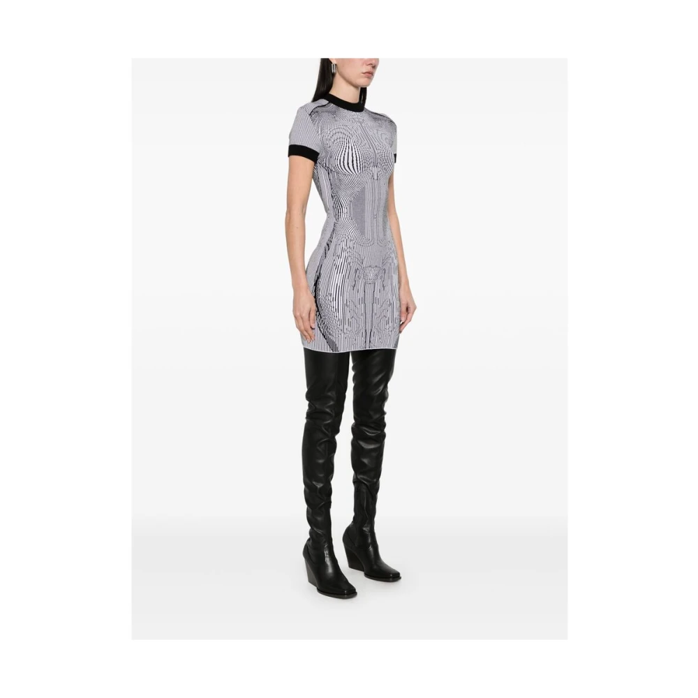 Jean Paul Gaultier Zwarte Jurk Korte Mouwen Ronde Hals Black Dames