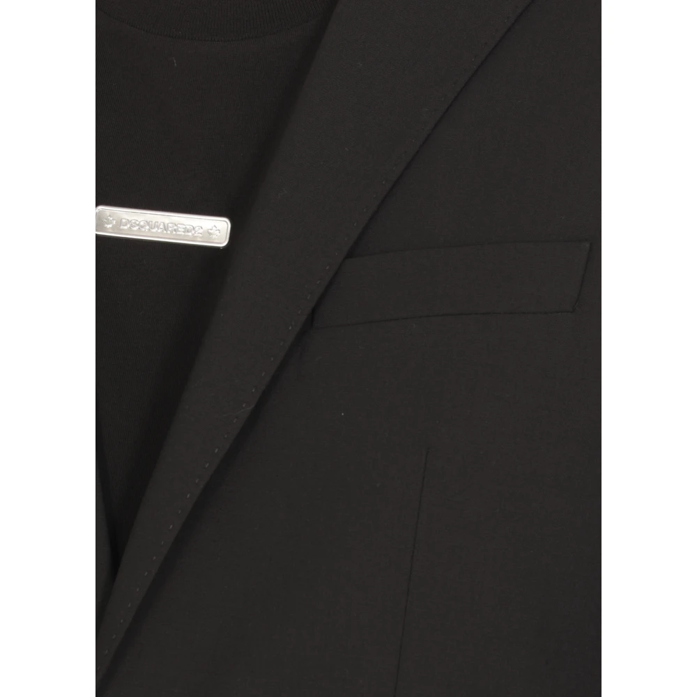 Dsquared2 Zwart tweedelig pak met pieklapel Black Heren