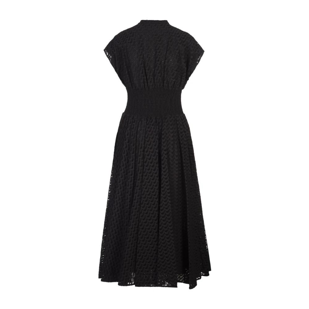 TORY BURCH Zwarte Geborduurde Midi Jurk Black Dames