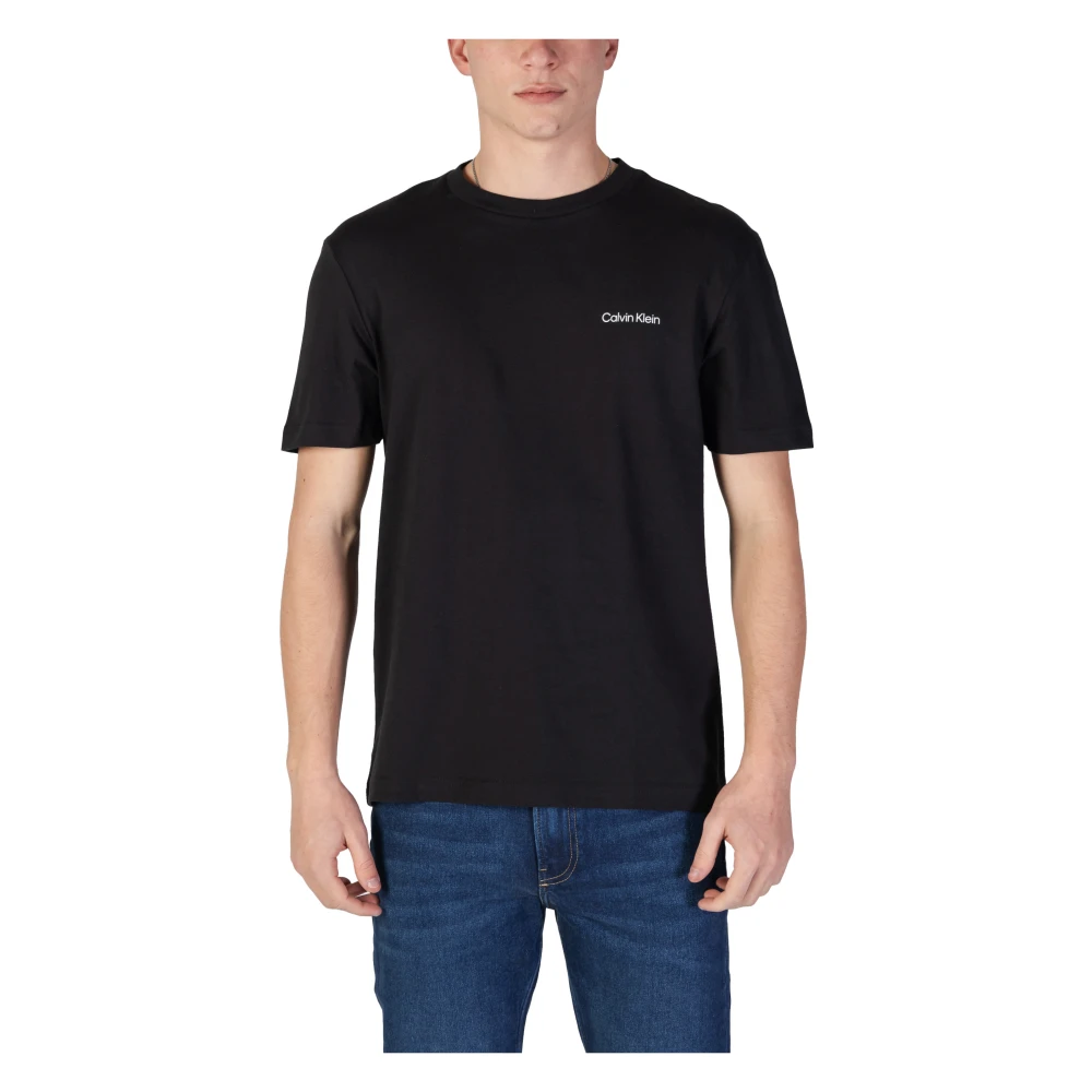 Calvin Klein Gedrukt Katoenen T-shirt met Ronde Hals Black Heren