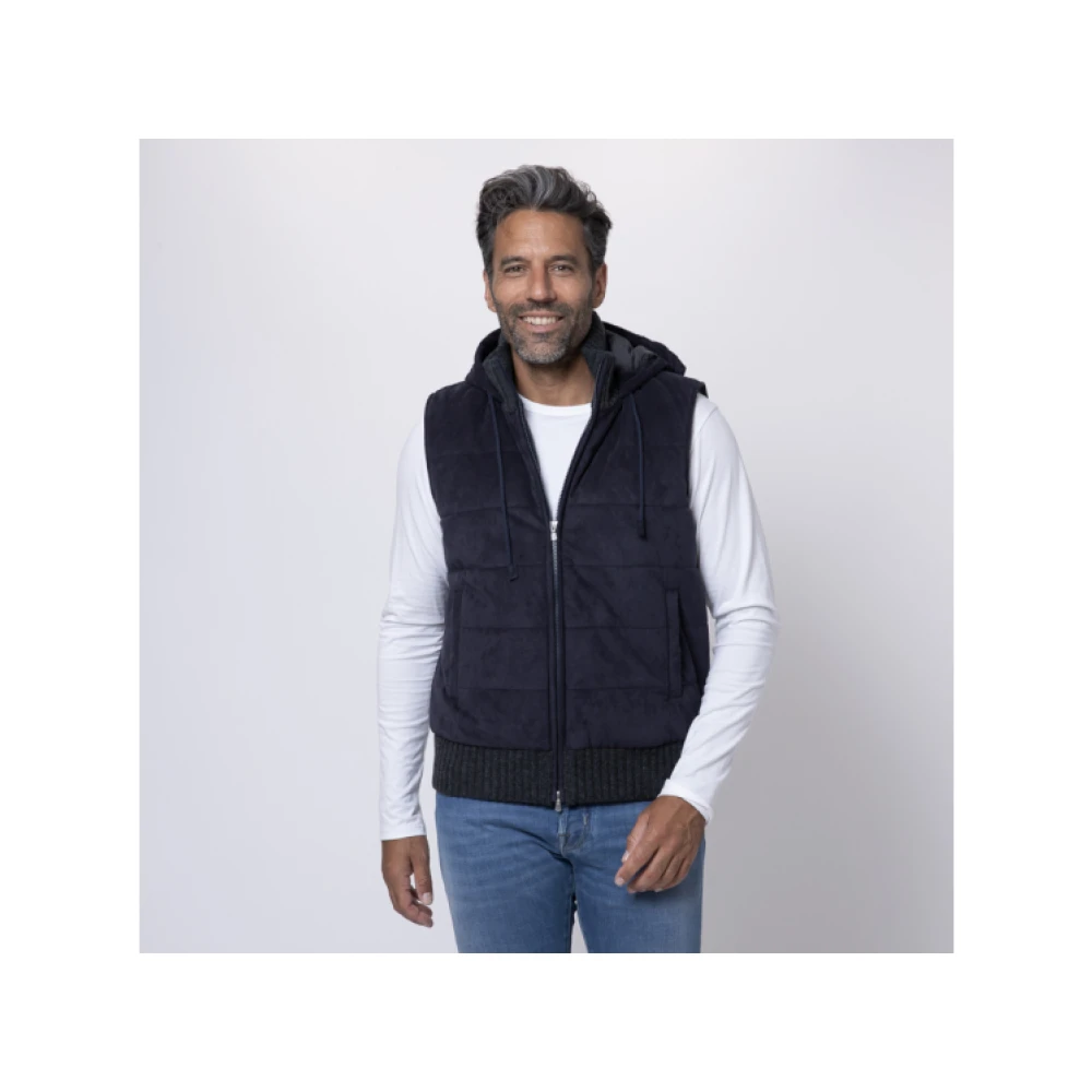 Gran Sasso Navy Blauw Mouwloos Jack Alcantara Blue Heren