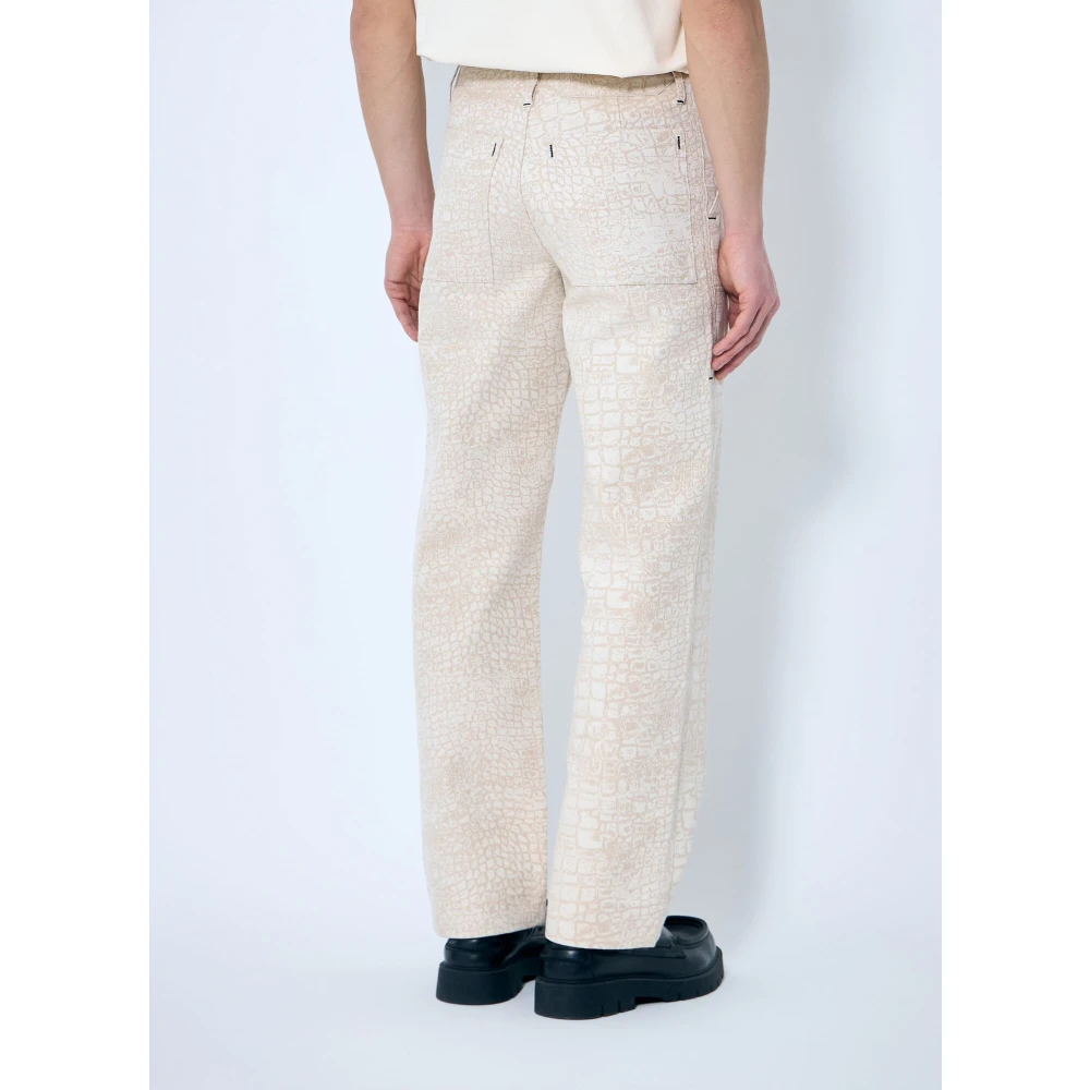 Jacquemus Katoenen Krokodil-geëmbosseerde Straight-Leg Broek Beige Heren