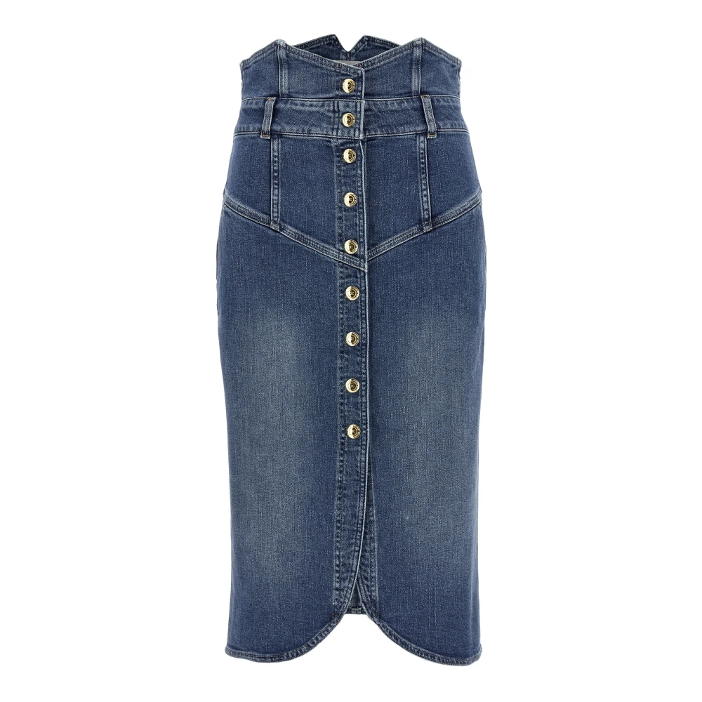 Elisabetta Franchi Women's Blue Midi Denim Skirt